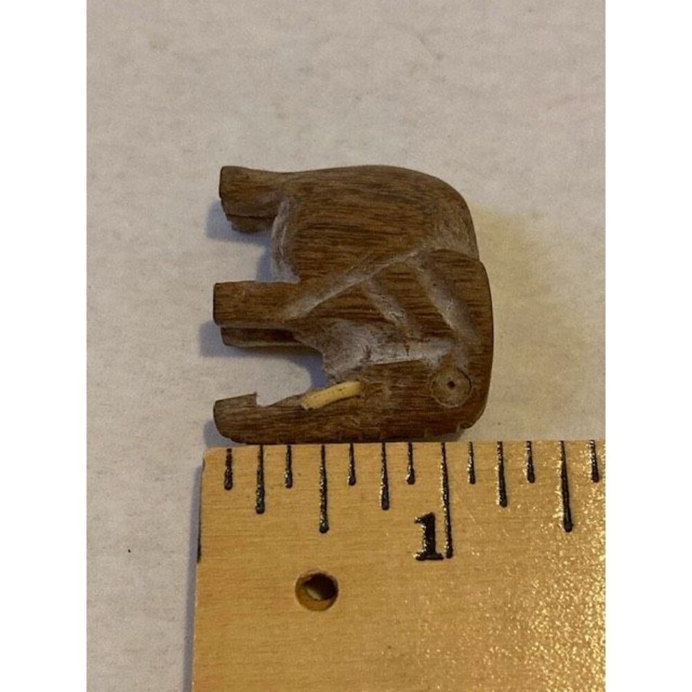 Carved Wooden Miniature Elephant Figurines Lot of 2 Animal Minis - Picture 11 of 11